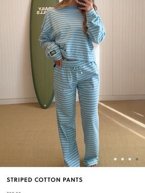 Daily Drills Light Blue & White Striped Cotton Lounge Set